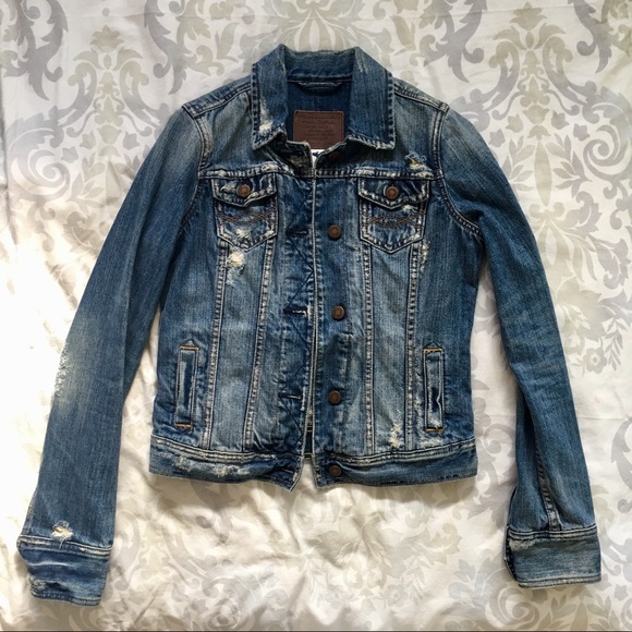 Abercrombie & Fitch Jackets & Blazers - BRAND NEW! Distressed/Destroyed Denim Jean Jacket